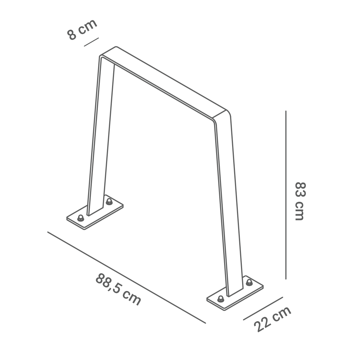 Cavalletto per bicicletta Flat - dimensioni